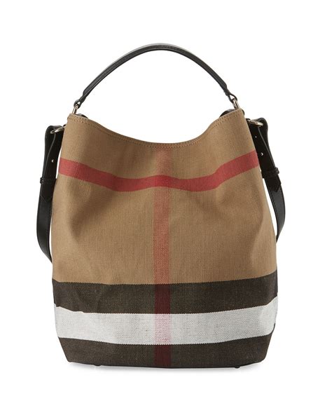 burberry ashby medium colorblock check canvas hobo bag black|BURBERRY ASHBY MEDIUM CHECK CANVAS HOBO BAG .